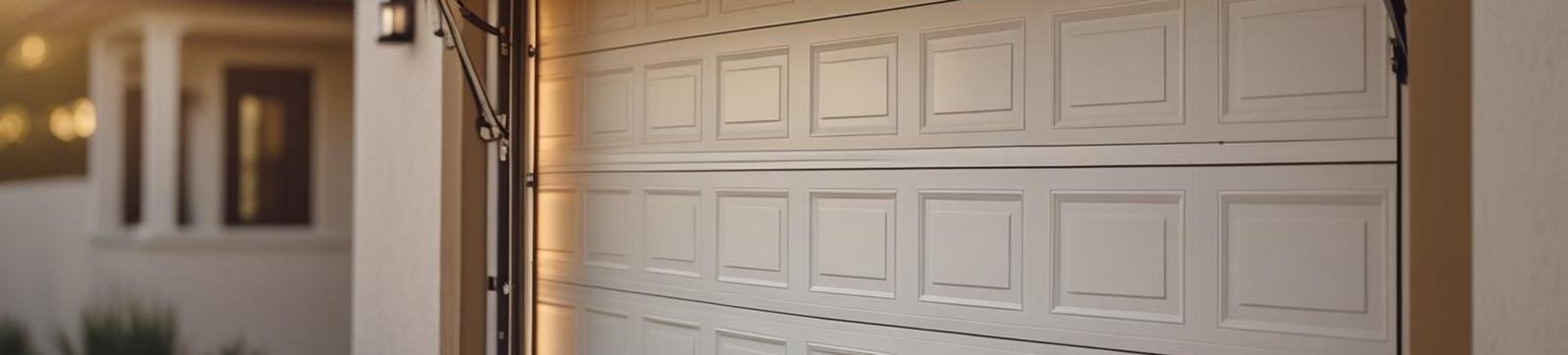 Partially open residential garage door on a modern home, representing signs and troubleshooting of problematic garage doors in Alpine, California.